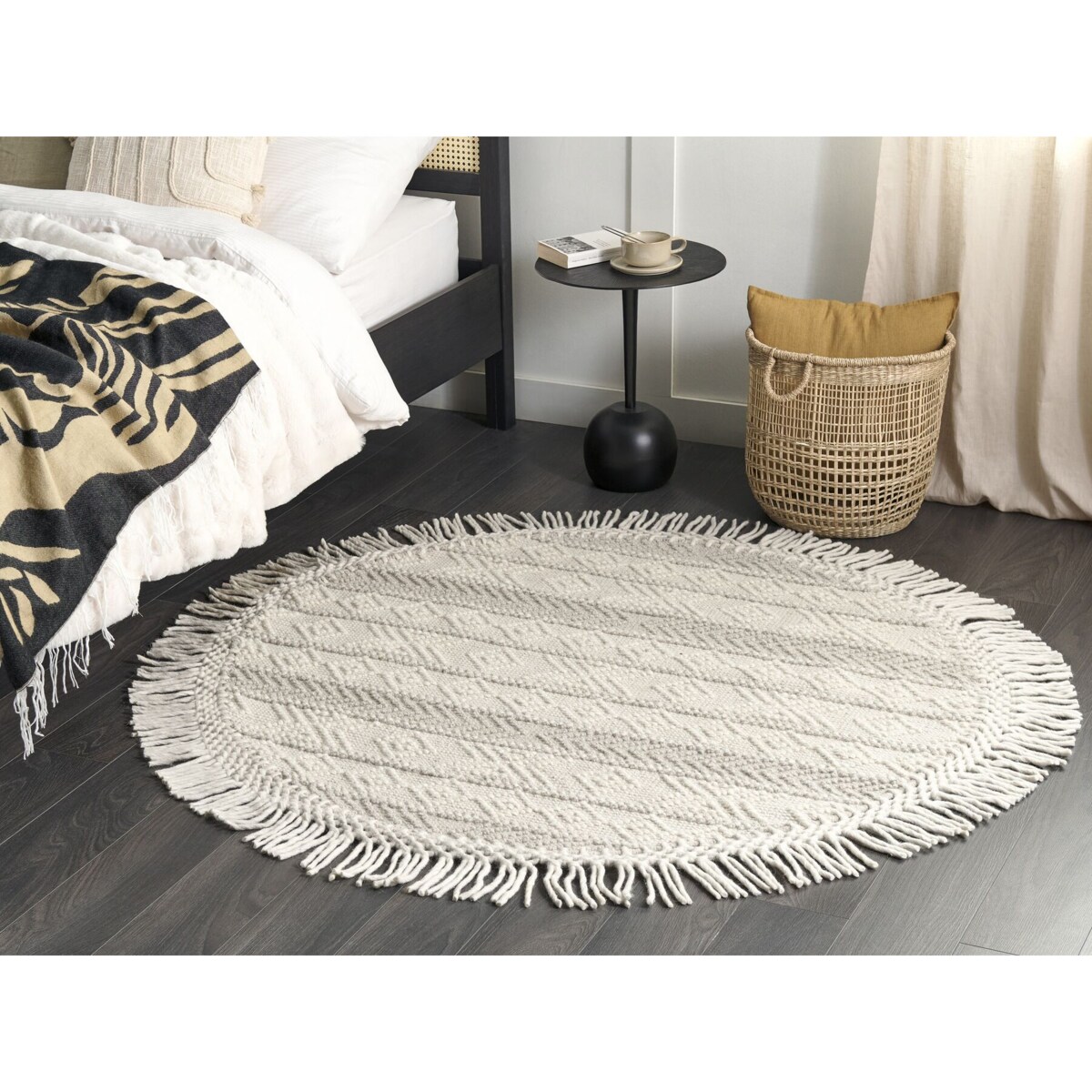 Okrągły dywan wełniany ⌀ 140 cm beżowy BALTALAR