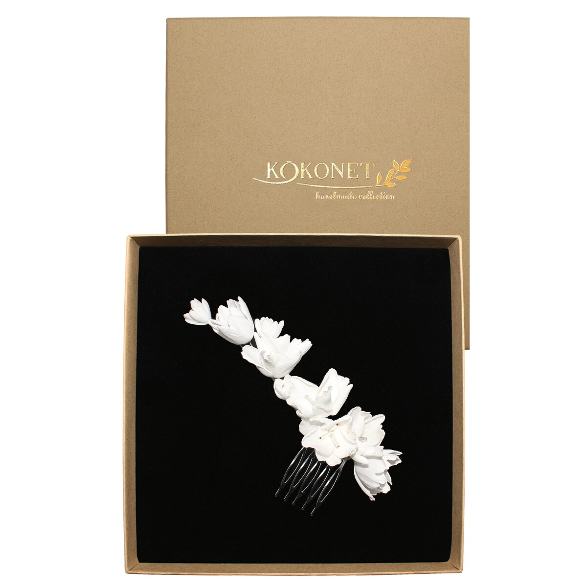 Grzebyk do francuskiego koka kwiatowy robiony ŚLUBNY elegancki SREBRNY bok