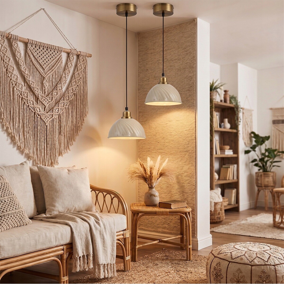 LAMPA SUFITOWA WISZĄCA NAD STÓŁ 20cm BEŻOWA LOFT METALOWA DO SALONU JADALNI