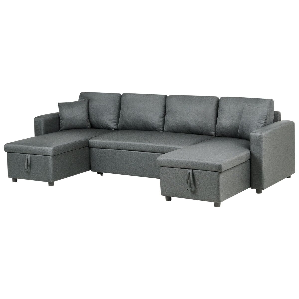 Sofa rozkładana w kształcie U SOMMEN Ciemnoszary ze schowkiem dla 5 osób