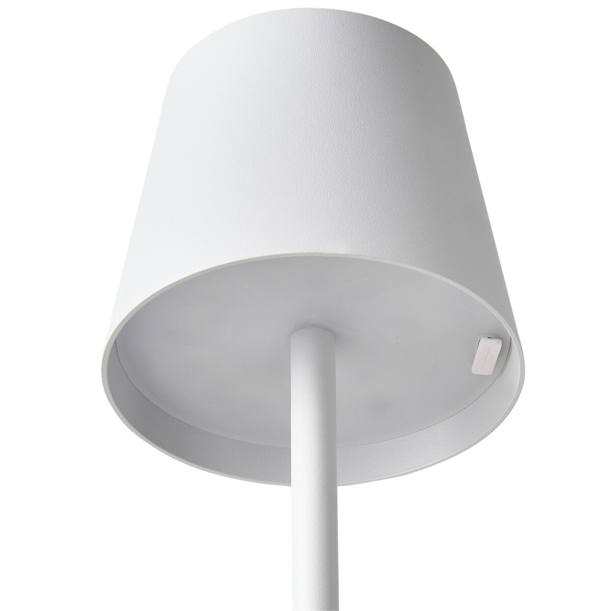 Bezprzewodowa lampa stołowa metalowa biała BACEIRO