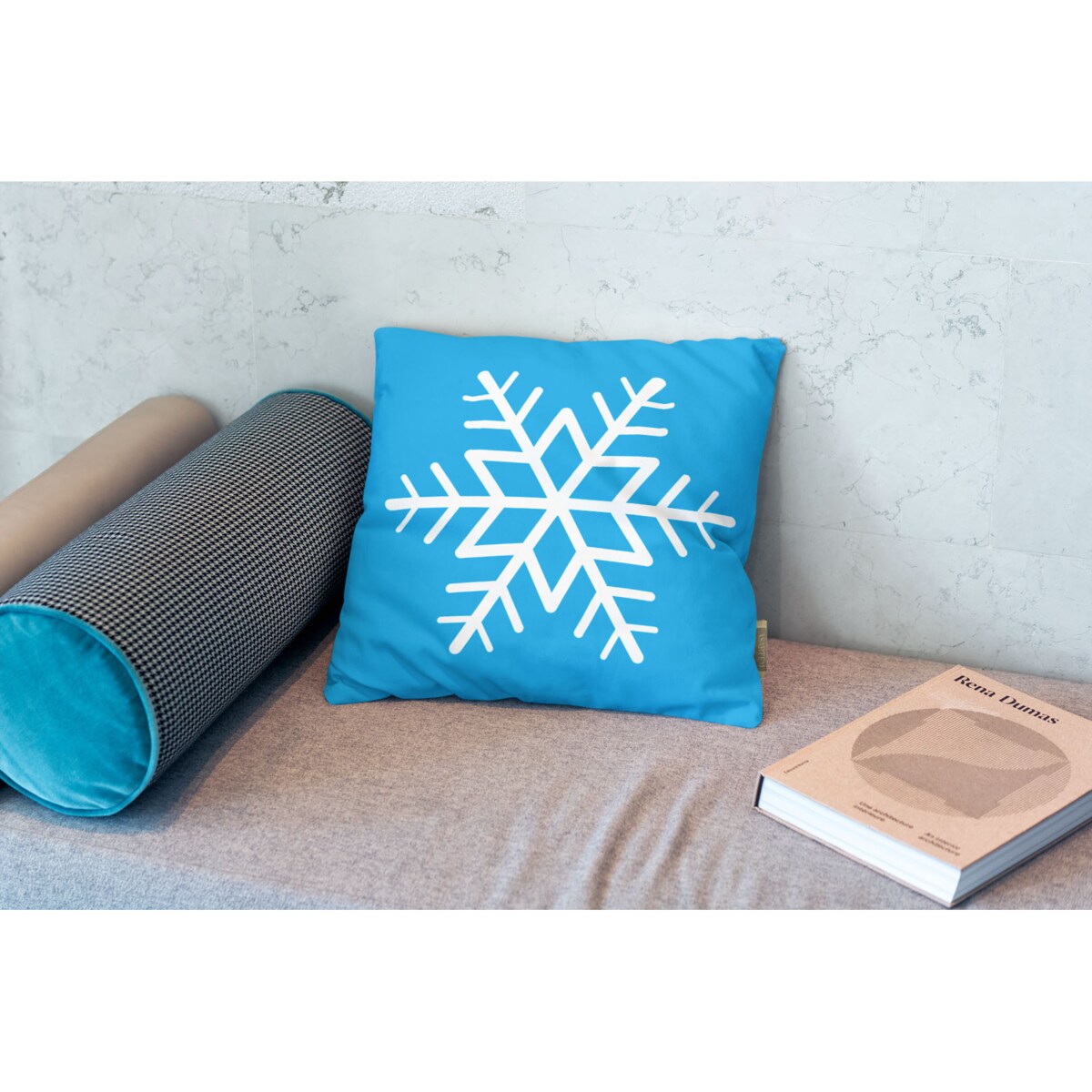 Poduszka świąteczna - Niebieska śnieżynka 45x45 cm