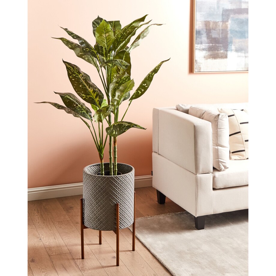 Doniczka na stojaku metalowa 31 x 31 x 52 cm szara ALATUM