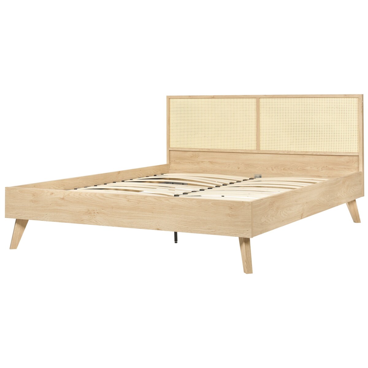 Łóżko rattanowe 160 x 200 cm jasne drewno MONPAZIER