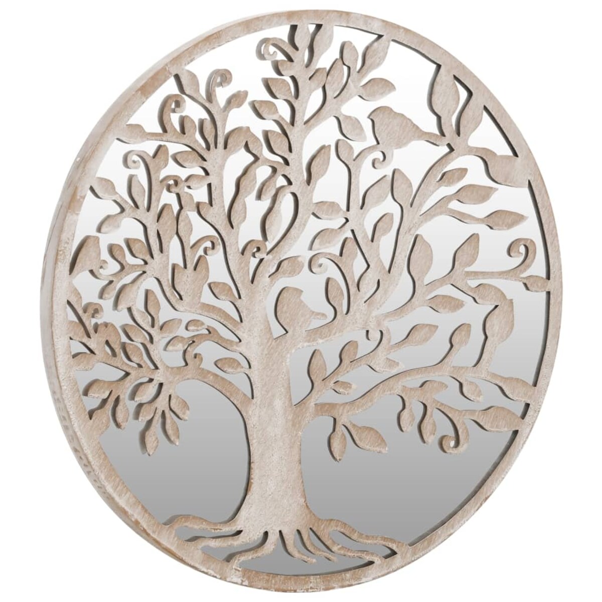 vidaXL Lustro ogrodowe, kolor piaskowy 60x2,5 cm, okrągła żelazna rama