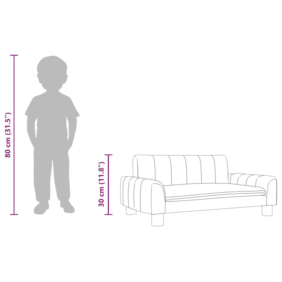 vidaXL Sofa dla dzieci, ciemnoszara, 70x45x30 cm, obita tkaniną