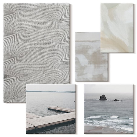 Zestaw 5 obrazów na płótnie - Abstrakcja nowoczesne tekstury w stylu industrialnym - szary