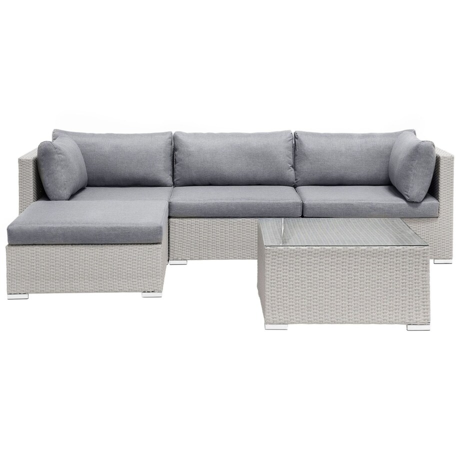 Zestaw ogrodowy z technorattanu 4-osobowy szary SANO II