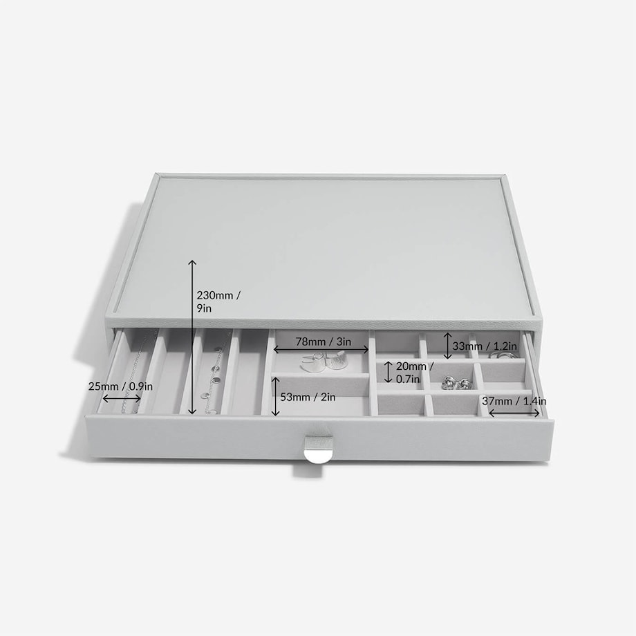 Szkatułka na biżuterię Stackers 19 komorowa supersize kamienna szarość z szufladą