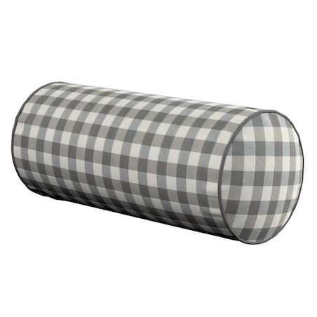 Poduszka wałek prosty, szaro-biała kratka (1,5x1,5cm), Ø16 x 40 cm, Quadro