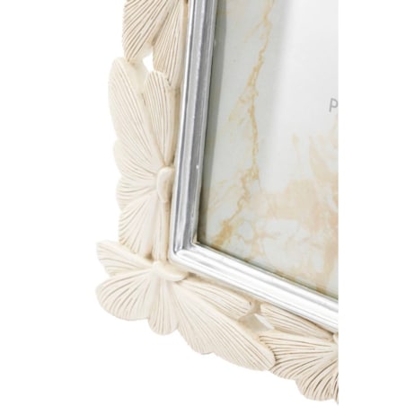 Ramka na zdjęcia Butterfly, zdjęcie 15 x 20 cm, kolor kremowy, żywica syntetyczna i szkło, rama 23 x 2 x 27,7 cm, motyw: motyle, Mauro Ferretti