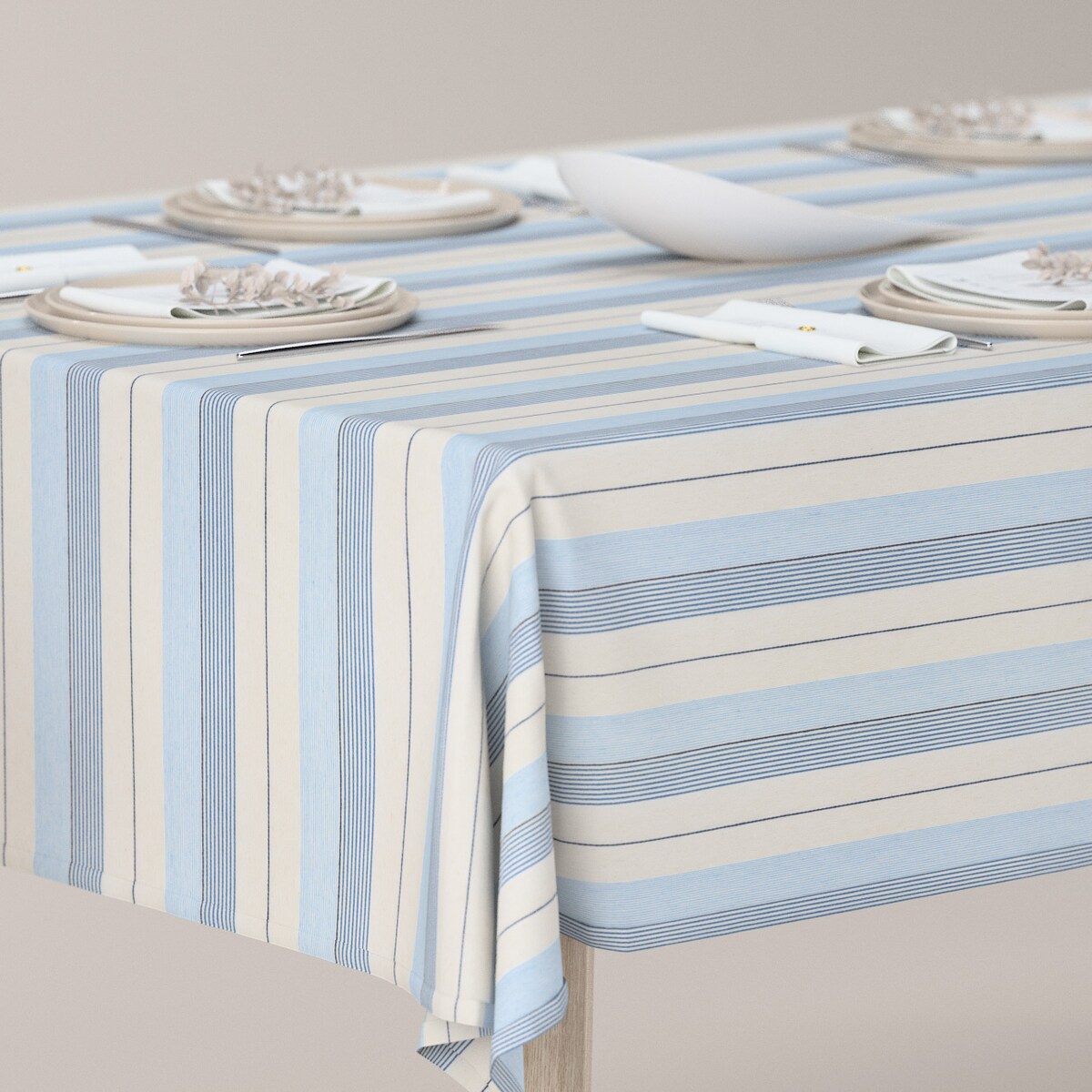Obrus prostokątny 100 x 100 cm niebieskie pasy