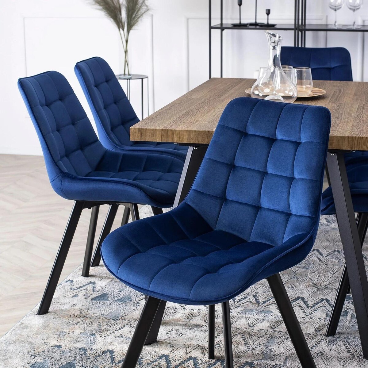 Krzesło Tapicerowane Welurowe RICK Granat do Jadalni
