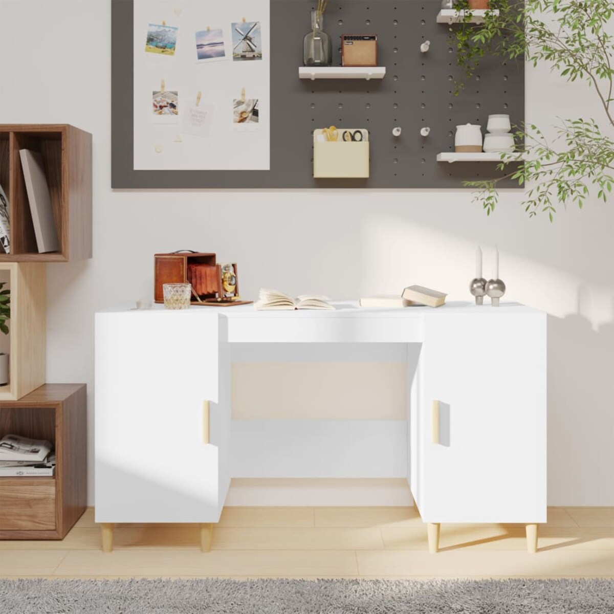 vidaXL Biurko, białe, 140x50x75 cm, materiał drewnopochodny