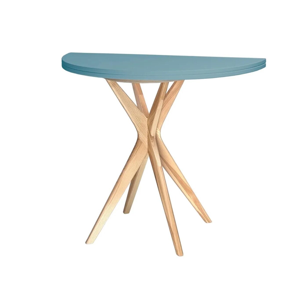 Stół półokrągły CUTTI 90x90 rozkładany jasny niebieski/jesion