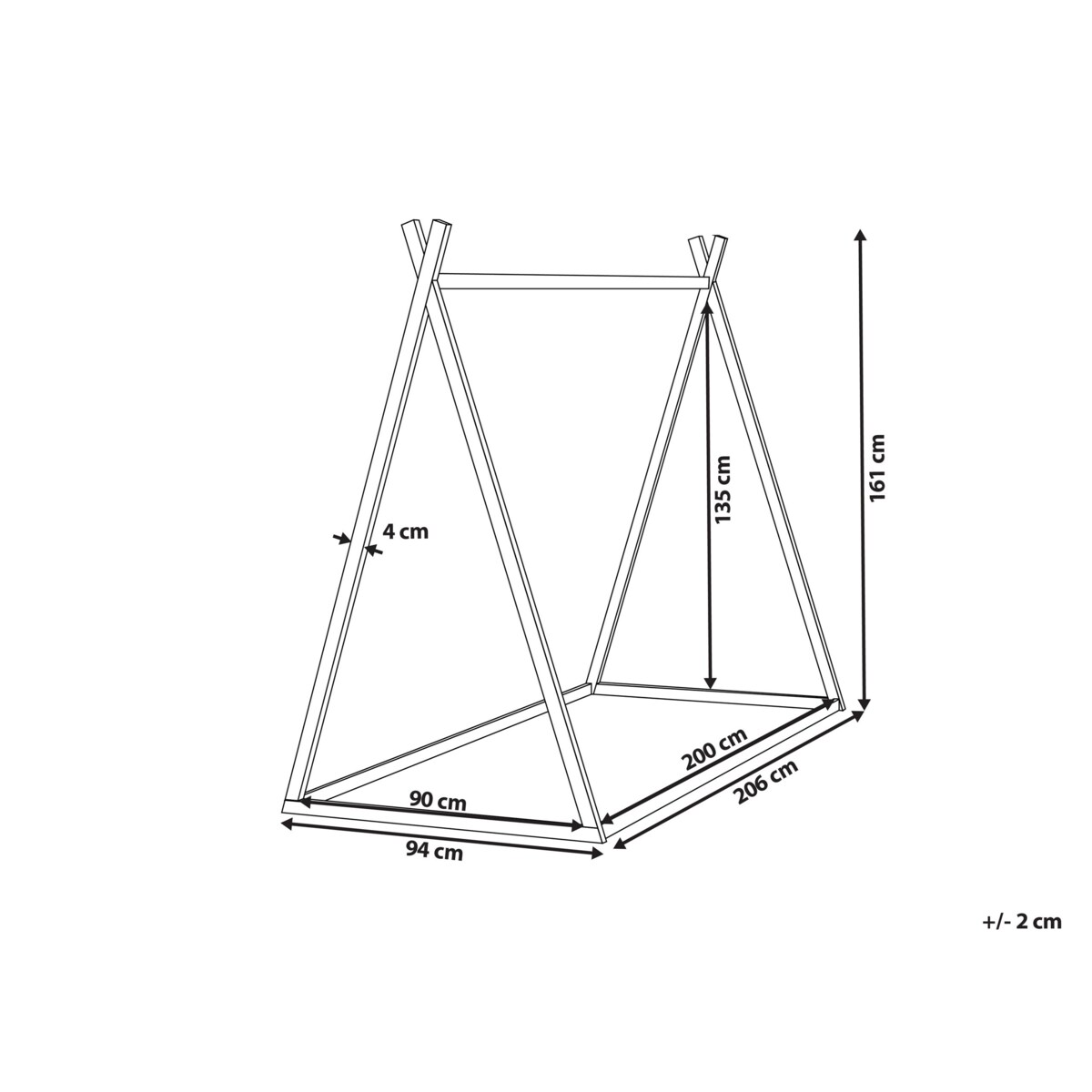 Łóżko dziecięce domek drewniane 90 x 200 cm białe SAURAT