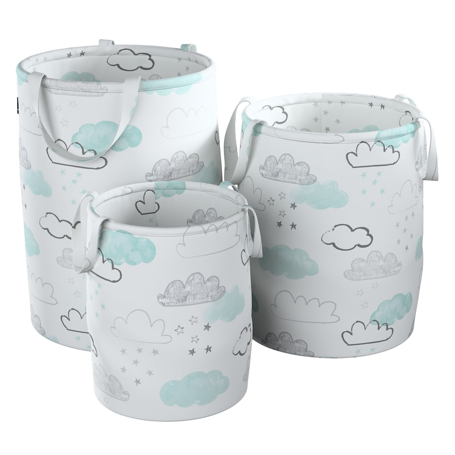 Kosz na zabawki Tobi, ecru-niebieski, 40x60cm, Magic Collection