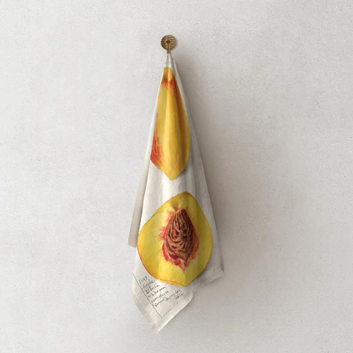 Lniany ręcznik kuchenny - żółta nektarynka