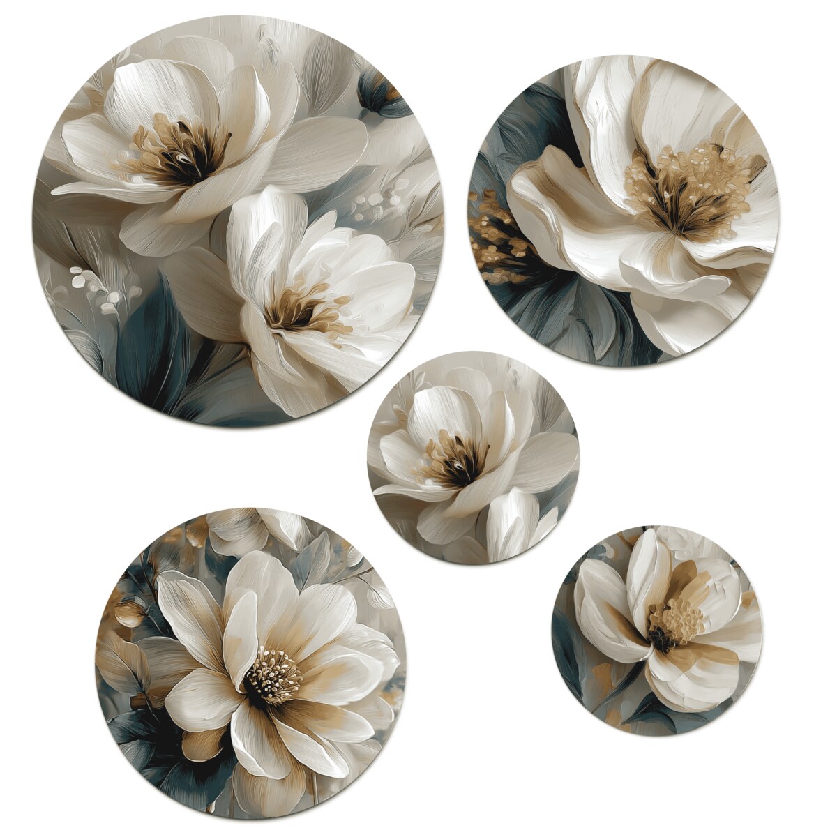 Obrazy ścienne Białe Kwiaty na ścianę do pokoju salonu sypialni 5 sztuk