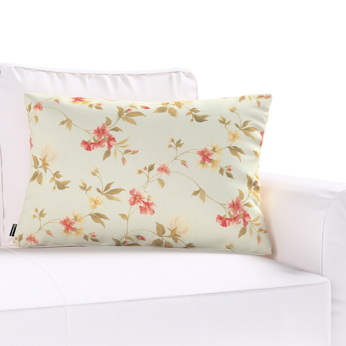 Poszewka Kinga na poduszkę prostokątną 60x40 kwiatki na jasno-błękitnym tle