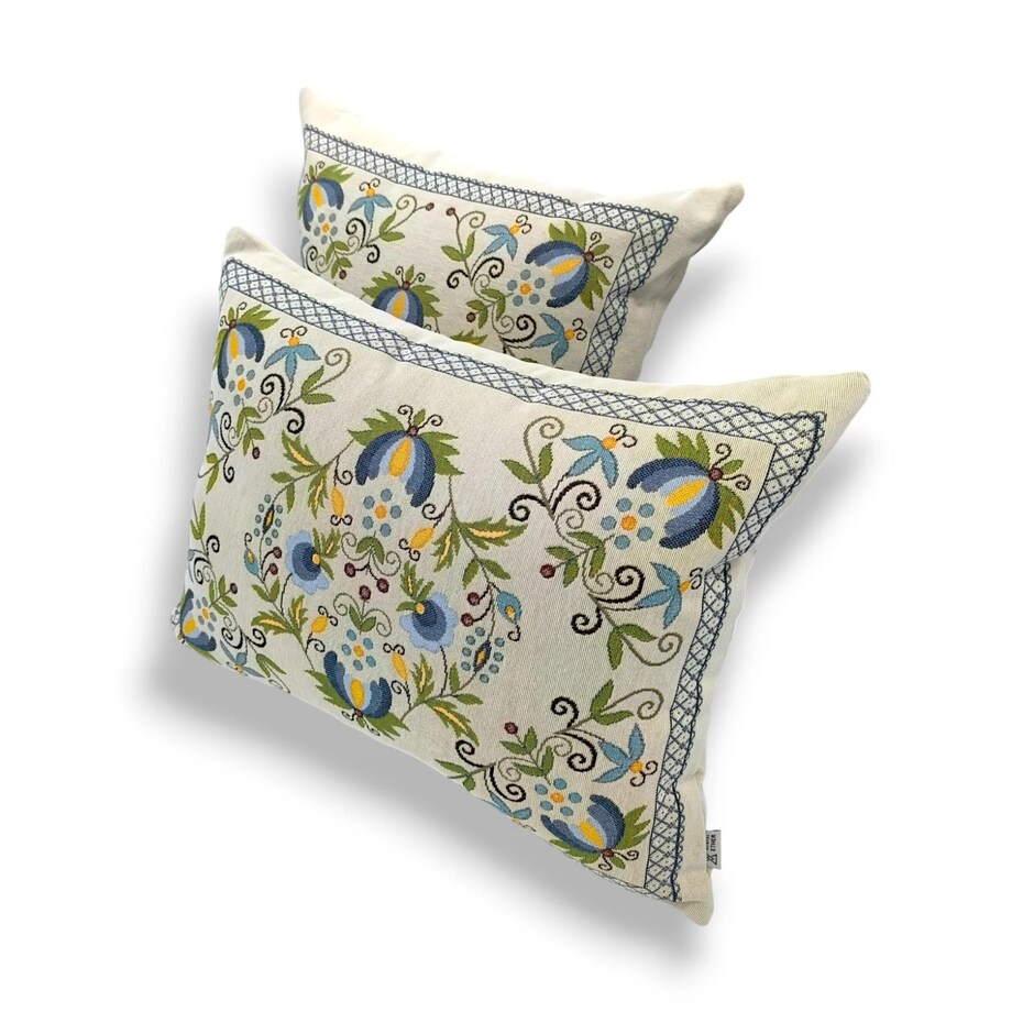 Dwustronna folkowa podłużna poduszka gobelinowa 46x36 Legenda