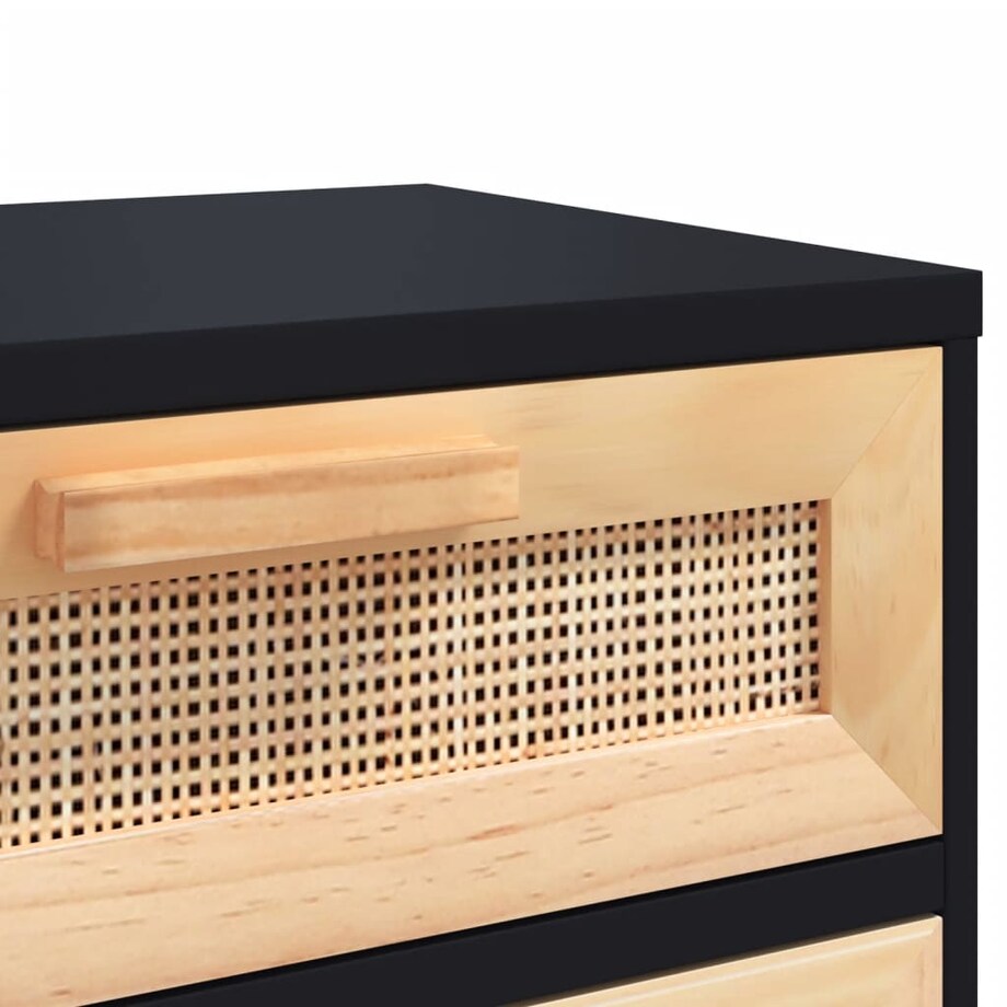 vidaXL Szafki nocne, 2 szt., czarne, lite drewno sosnowe i rattan