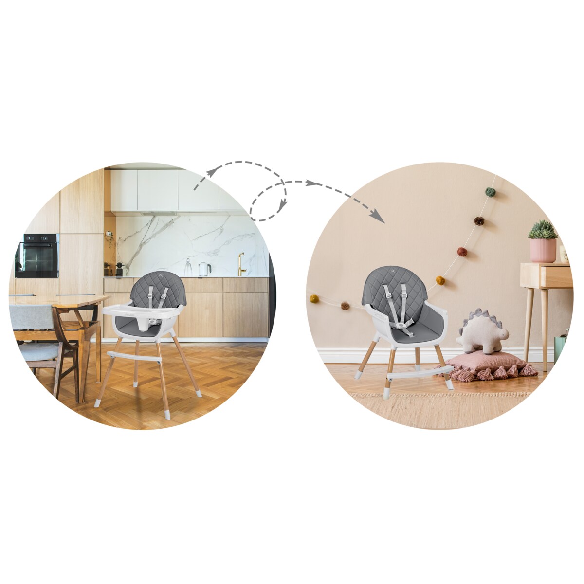 Krzesełko do karmienia dla dzieci fotelik 3w1 tacka Nukido