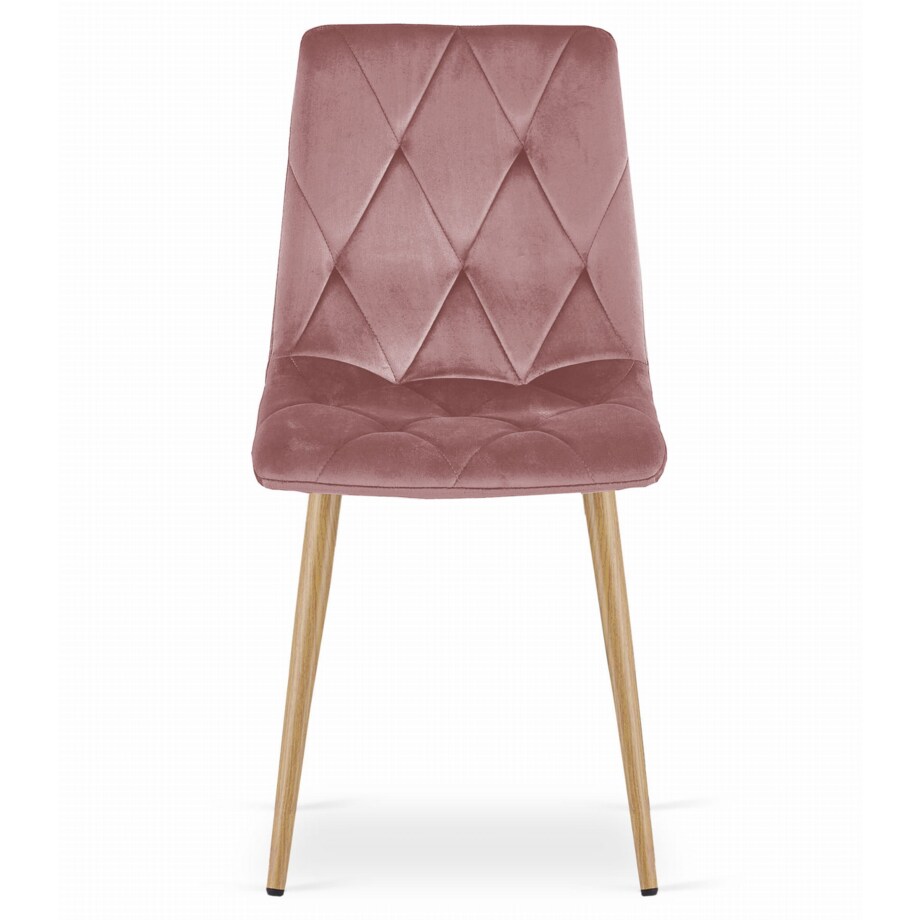 Krzesło Do Jadalni Kuchni Salonu Libra - Różowy Aksamit / Nogi Kolor Drewna X 4