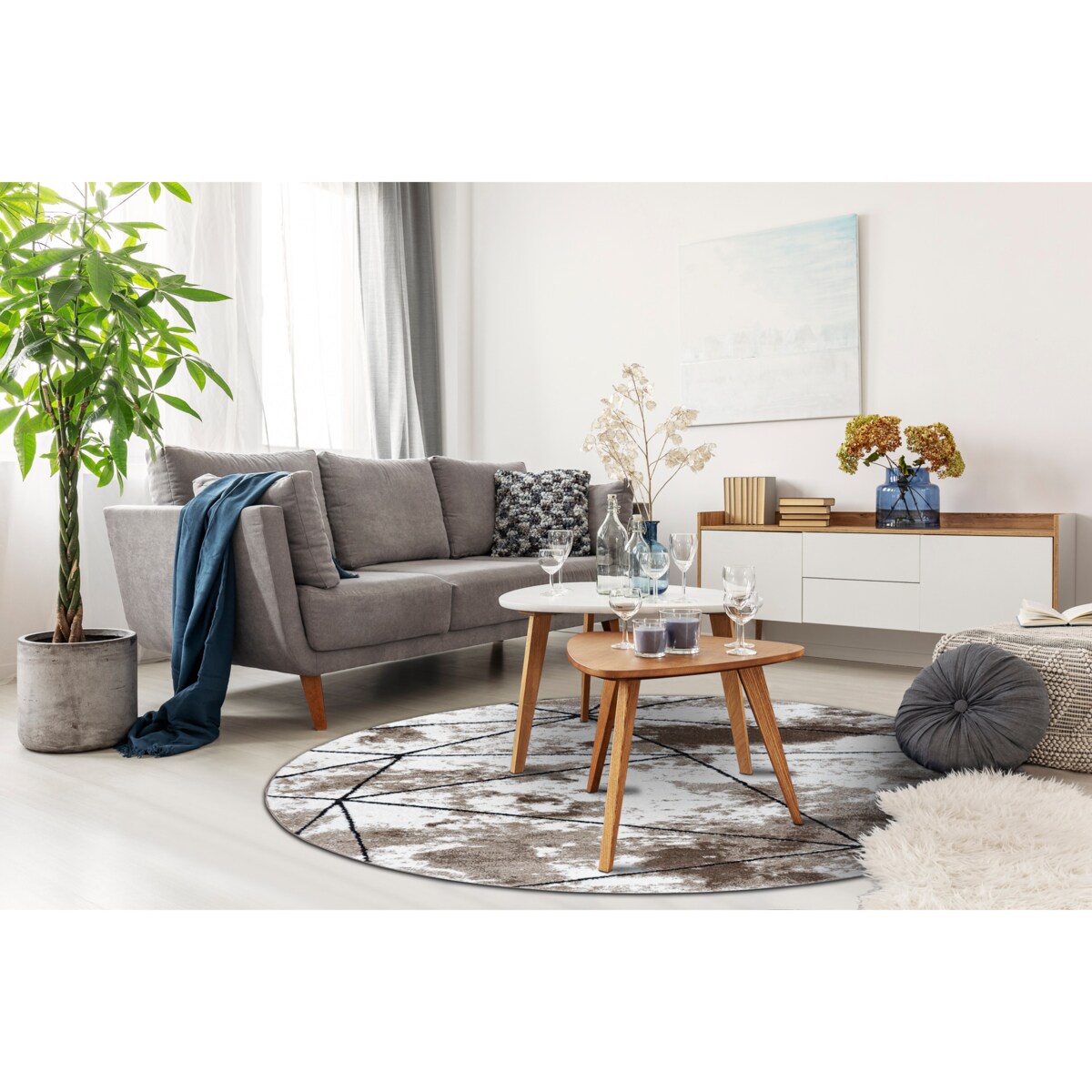 Dywan nowoczesny COZY Polygons Koło, koło 200 cm