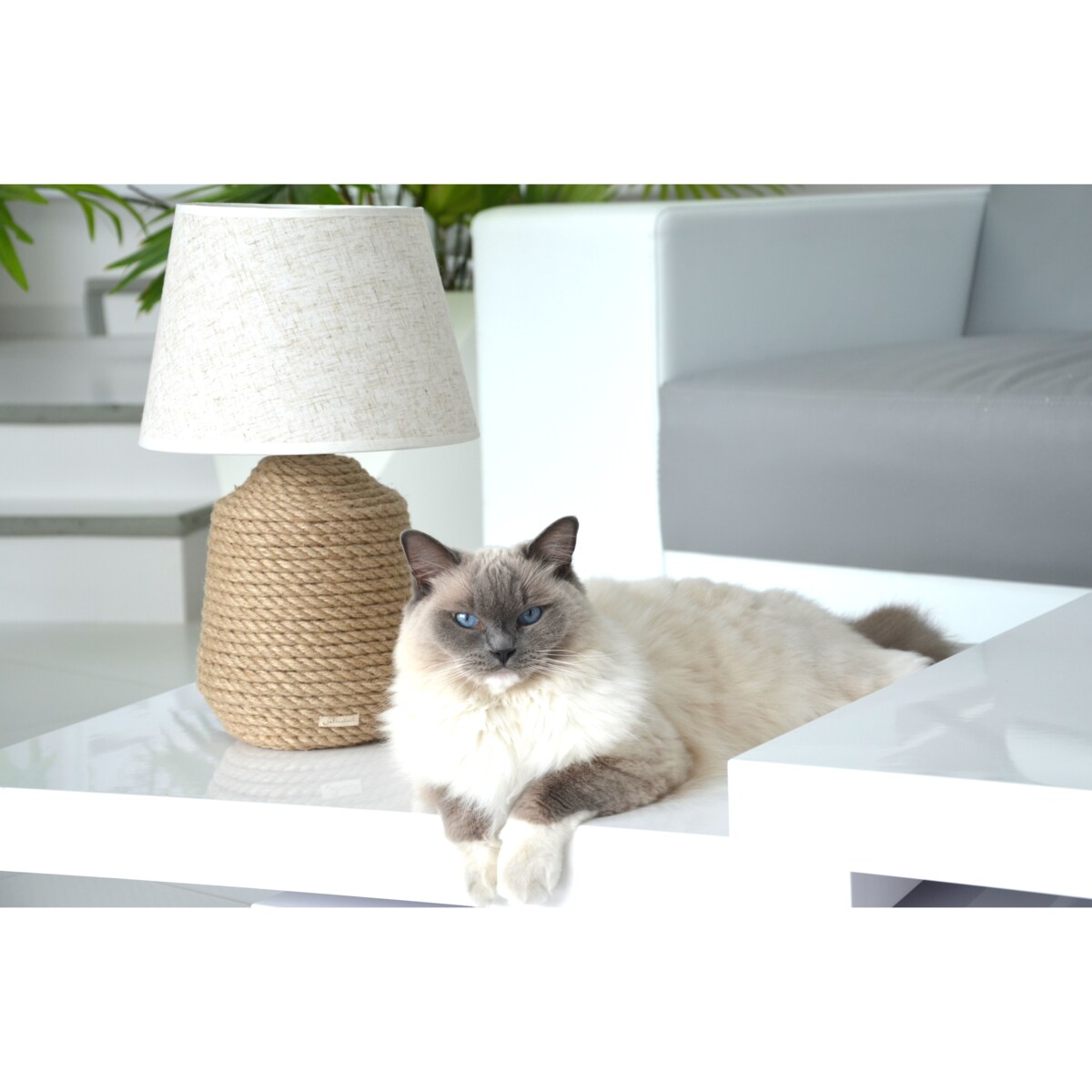 BOHO B39 Lampka stołowa h 39 cm Boho naturalny sznurek jutowy pleciony * styl etno skandi skandynawski* lampka nocna biurkowa * lniany abażur + juta