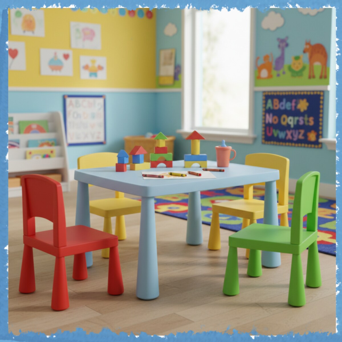 Stolik dla dzieci niebieski plastikowy do pokoju dziecka dziecięcy