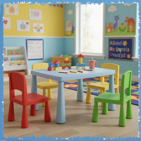 Stolik dla dzieci niebieski plastikowy do pokoju dziecka dziecięcy