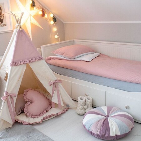 Pufa dla dzieci Pink Velvet patchworkowe siedzisko