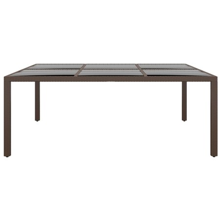 vidaXL Stół ogrodowy, szklany blat, brązowy, 200x150x75 cm, rattan