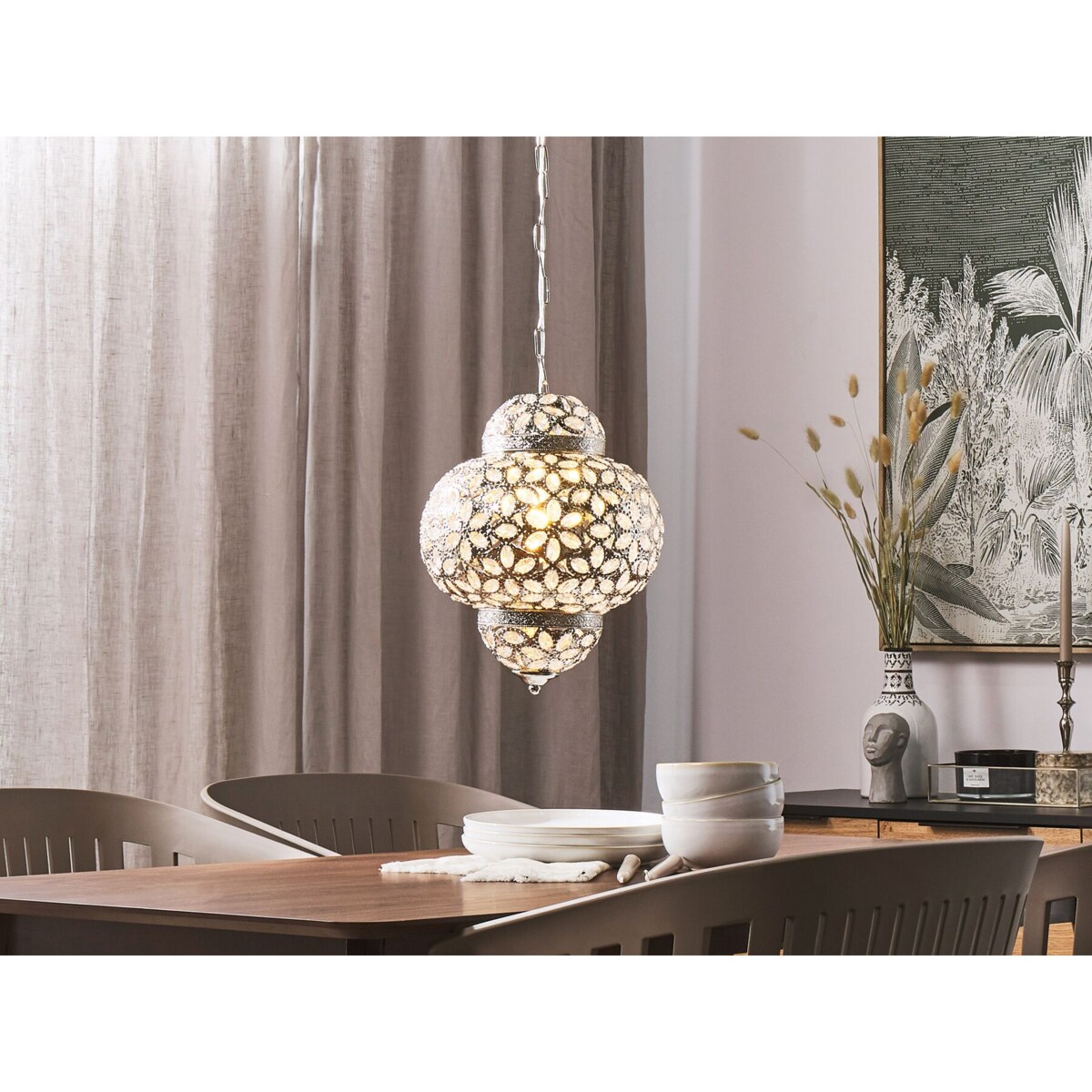 Lampa wisząca metalowa srebrna BANDAMA