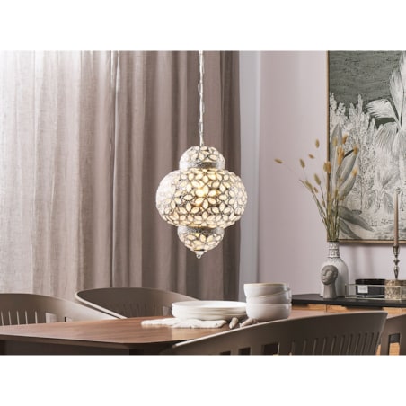 Lampa wisząca metalowa srebrna BANDAMA