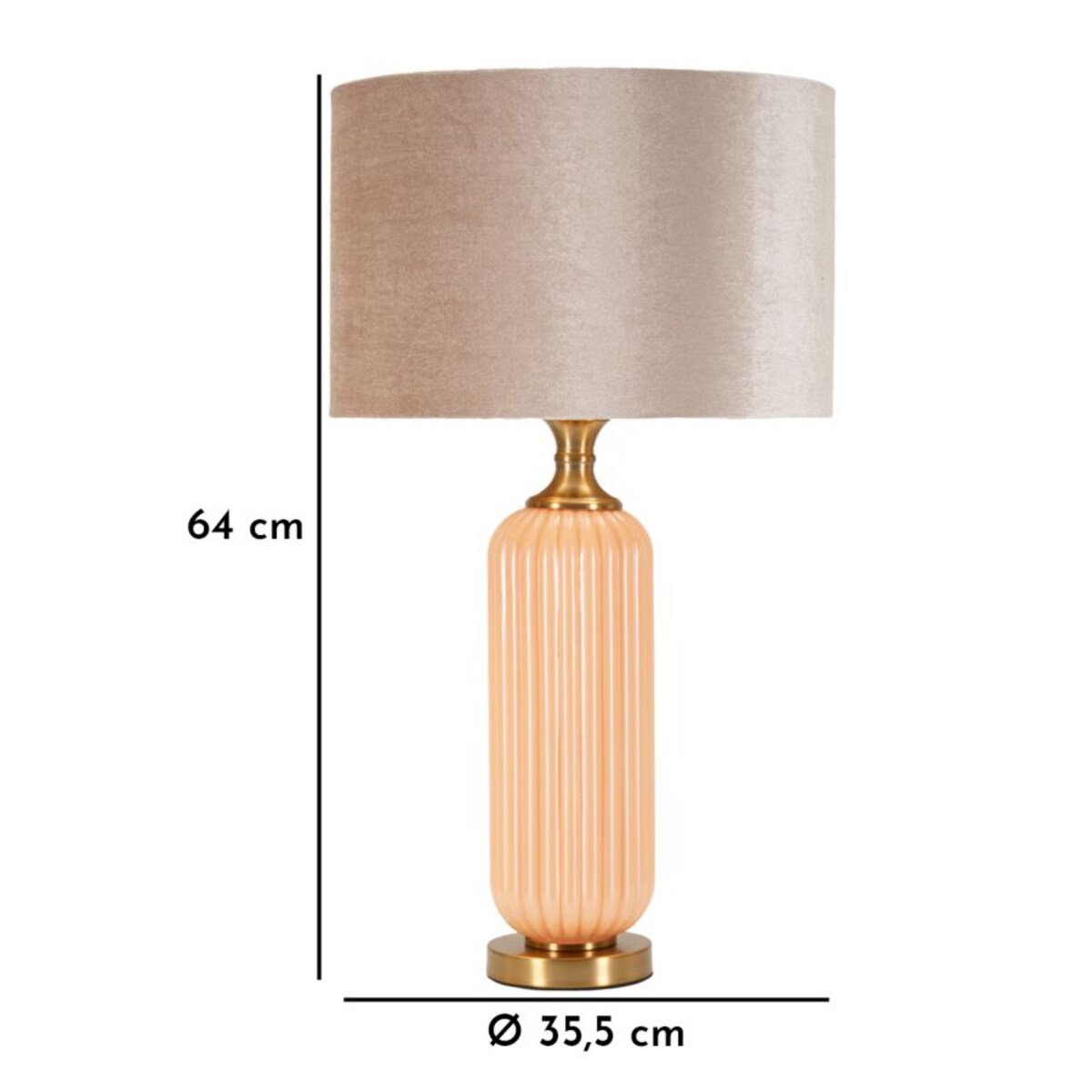 Lampa stołowa Perly - C, kolor perłowy i złoty, szkło i żelazo, 35,5 x 35,5 x 64 cm, 1 x E27, styl glamour, do salonu i sypialni, Mauro Ferretti