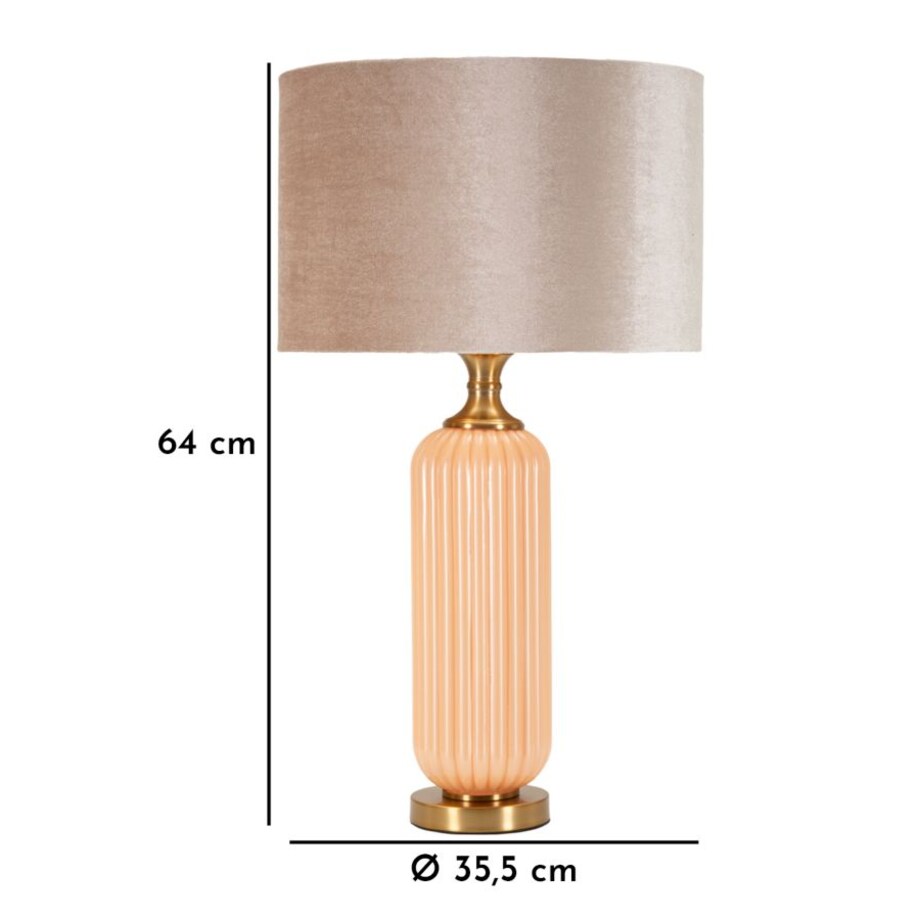 Lampa stołowa Perly - C, kolor perłowy i złoty, szkło i żelazo, 35,5 x 35,5 x 64 cm, 1 x E27, styl glamour, do salonu i sypialni, Mauro Ferretti
