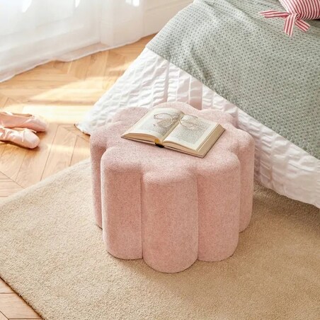 Pufa w kształcie kwiatka, jasnoróżowa, Fleur, 30x50 cm