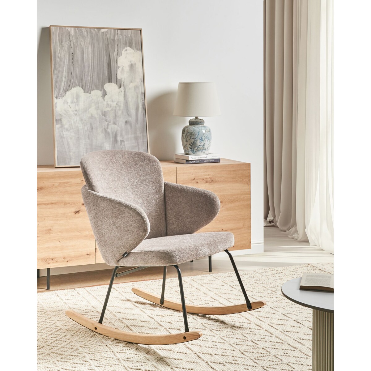 Fotel bujany VIKEN Beżowoszary