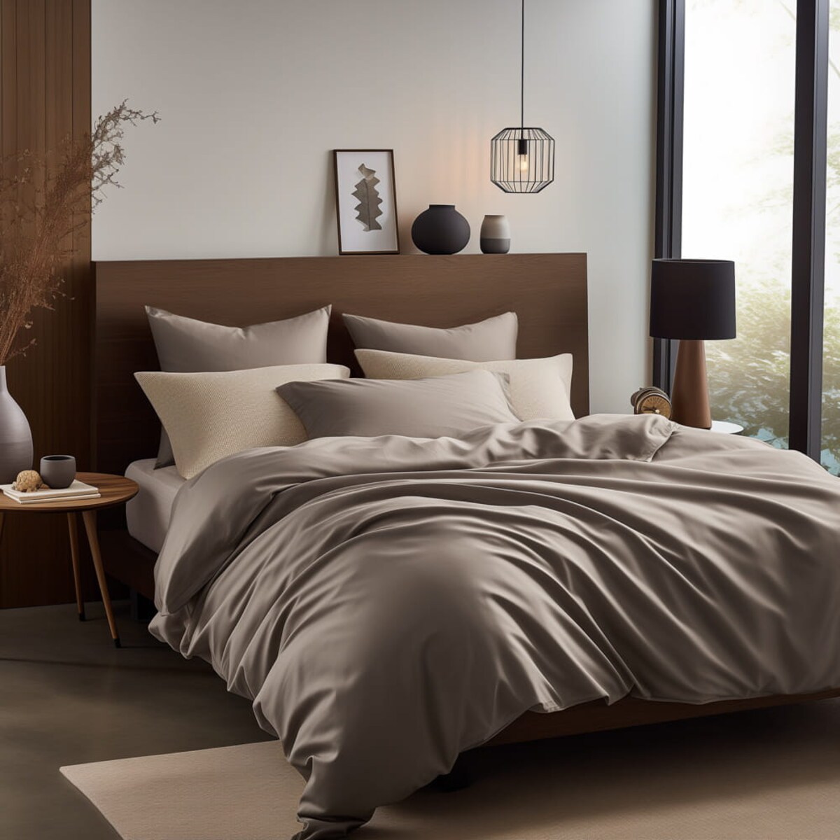 Pościel satyna bawełniana 180x200 kolor ciemny beż