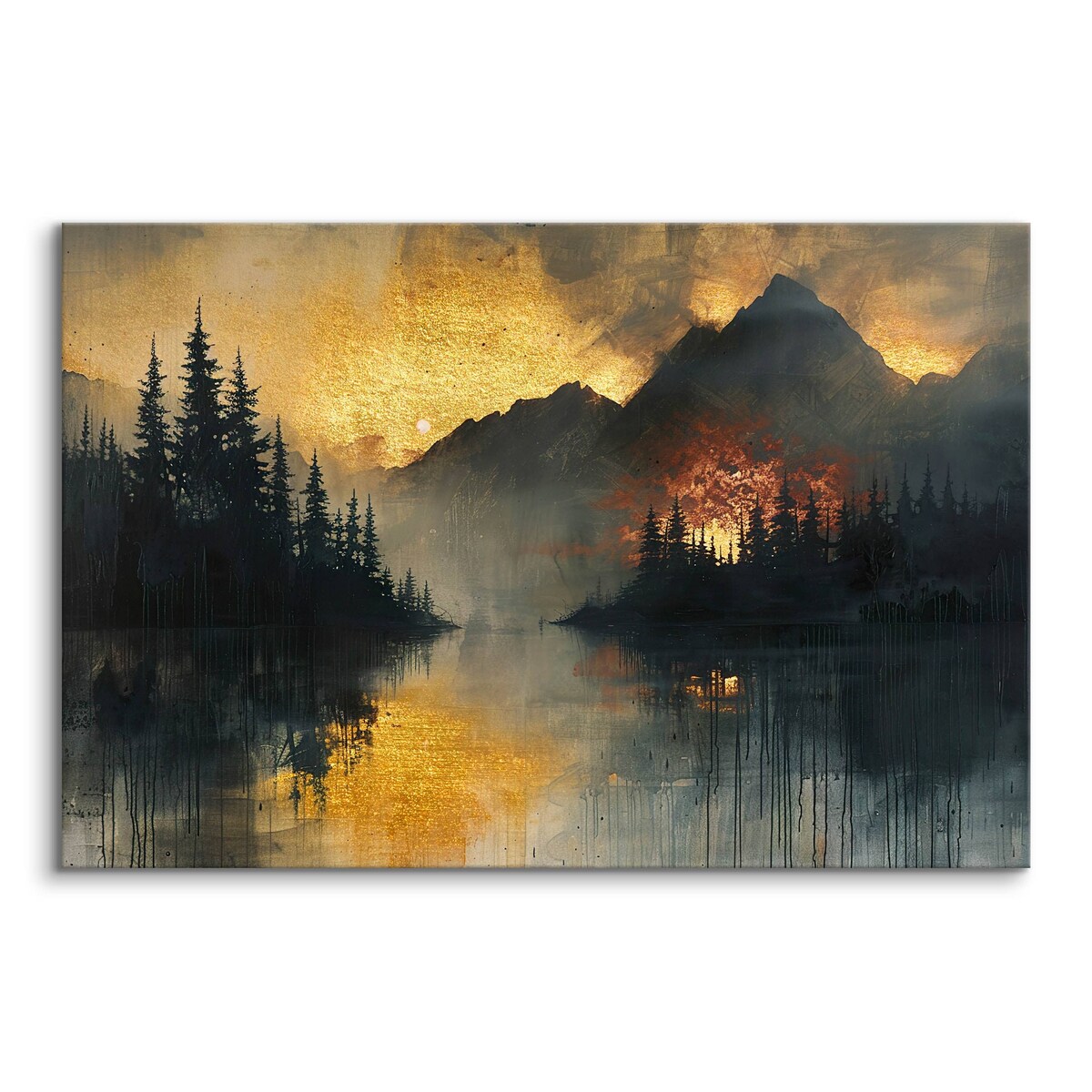 Obraz Na Płótnie Do Salonu Zachód Słońca Krajobraz Góry Abstrakcja 70x50cm