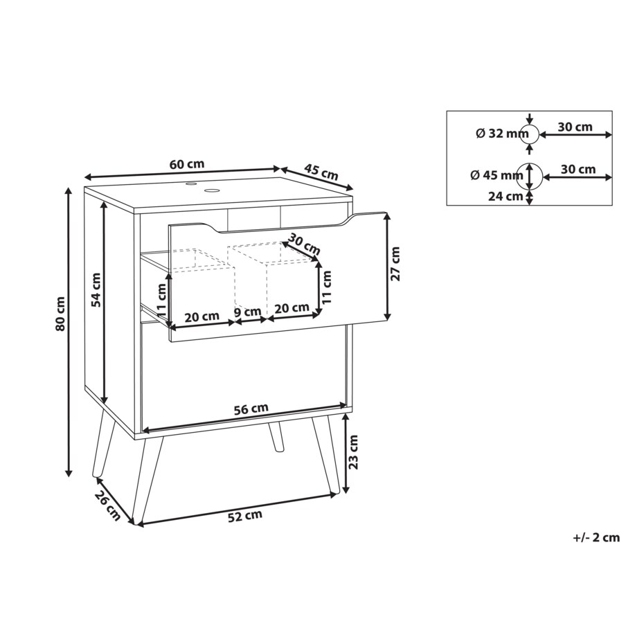 Szafka pod umywalkę CARIACICA 60 cm Jasnobrązowy