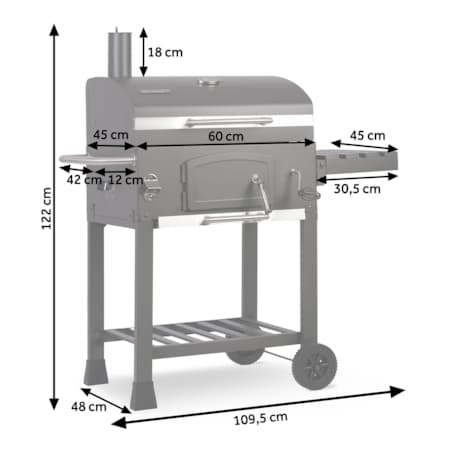 Grill węglowy ogrodowy komin żeliwny ruszt + pokrowiec Berdsen