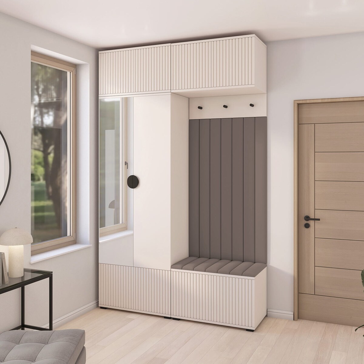 Kaszmirowa garderoba frezowana z lustrem Ritmo wersja 2 Trinity 06