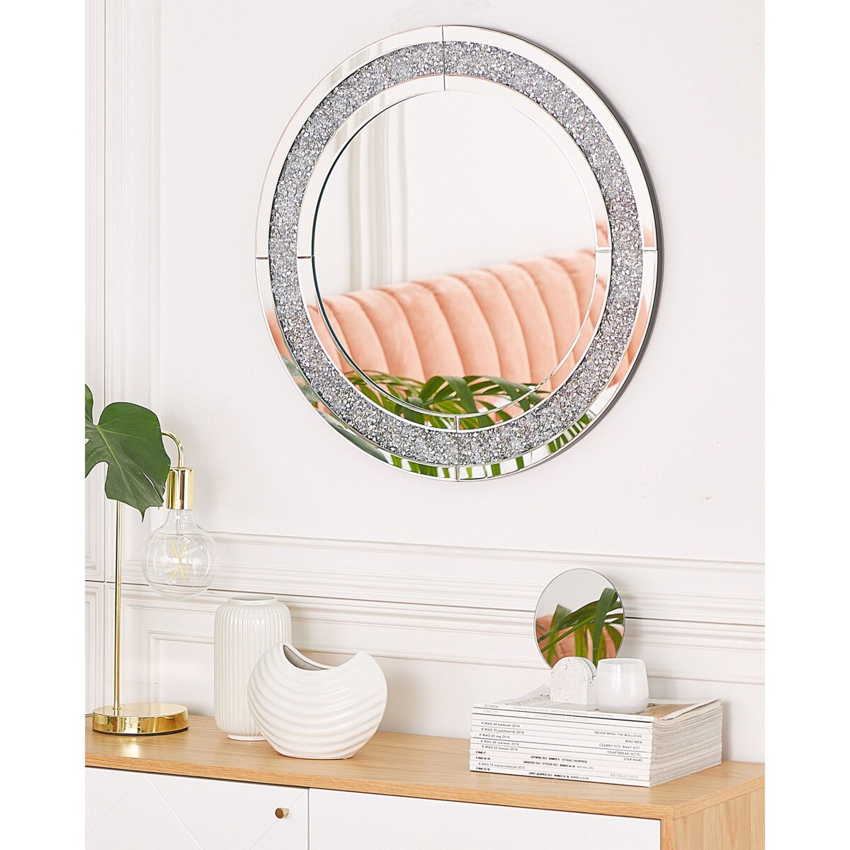 Okrągłe lustro ścienne ø 70 cm srebrne ERBRAY