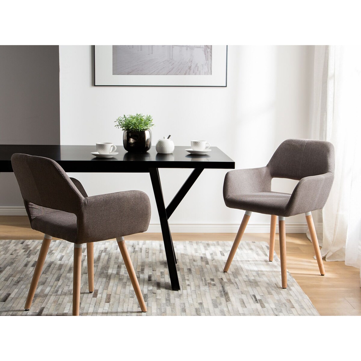 Zestaw 2 krzeseł do jadalni szarobeżowy CHICAGO