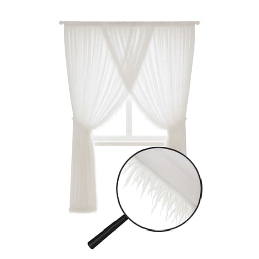 firana zakładana na tasmie "noel" z piórkami 400x270 | biała