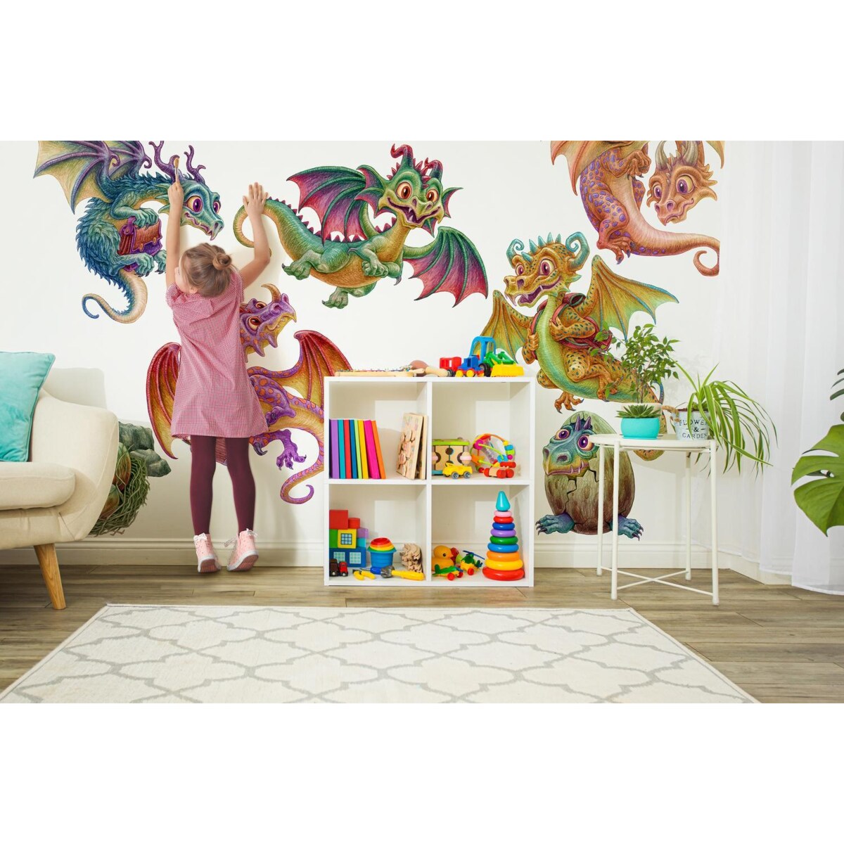 Zestaw naklejek na ścianę, Baśniowe smoki, 60cm