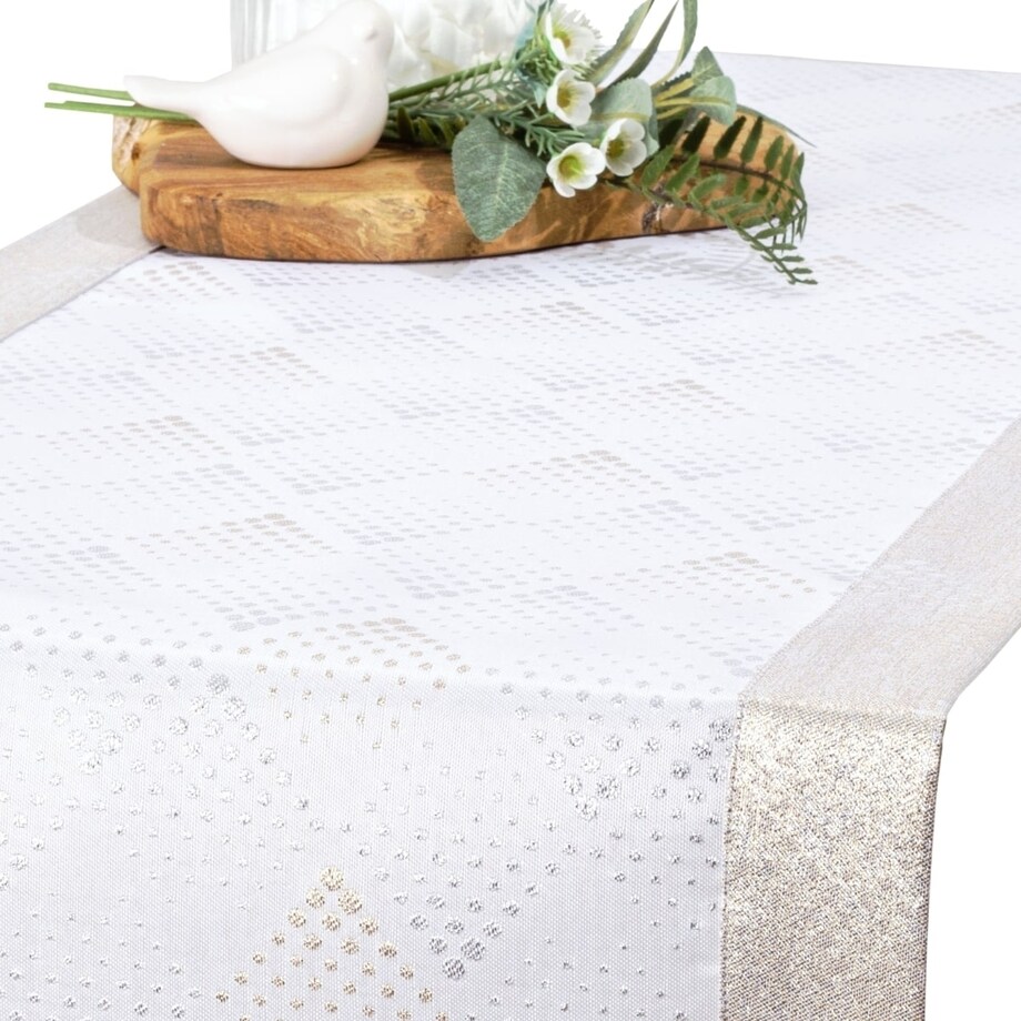 Bieżnik plamoodporny LZS kropki - 40x240 cm - złoty - 40cm x 240cm